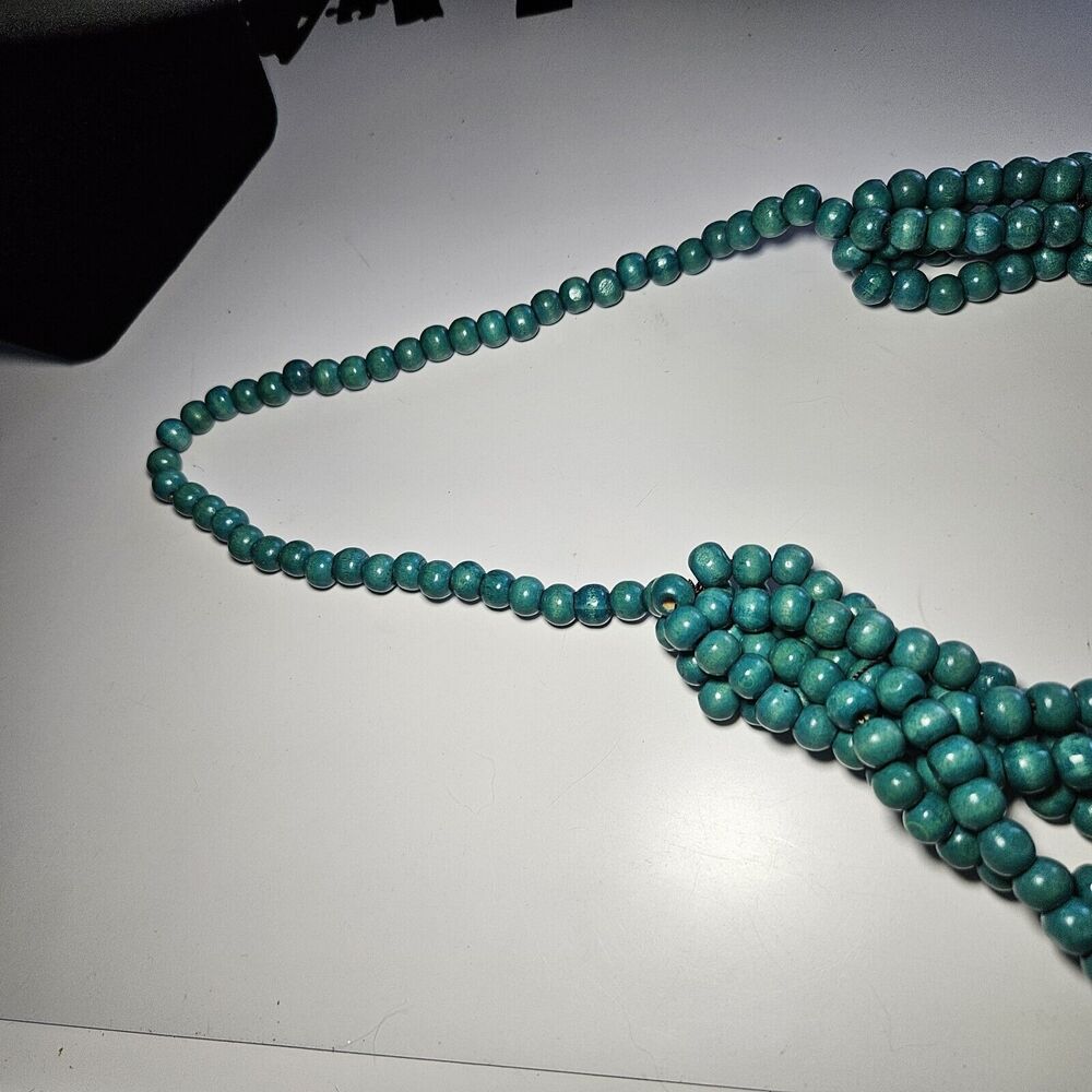 **Last Chance!! Final Sale** Turquoise Colored Wooden Braided Beaded 31.5" - Picture 7 of 13